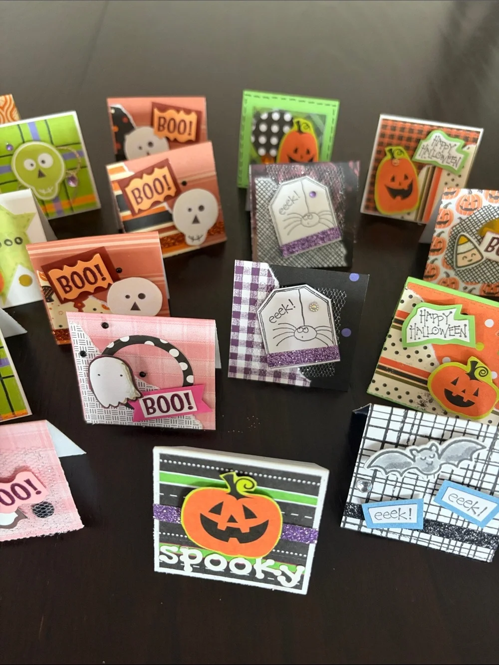 New Handmade Halloween Mini Foldable Surprise Cards - Set of 30, Colorful 2 x 2